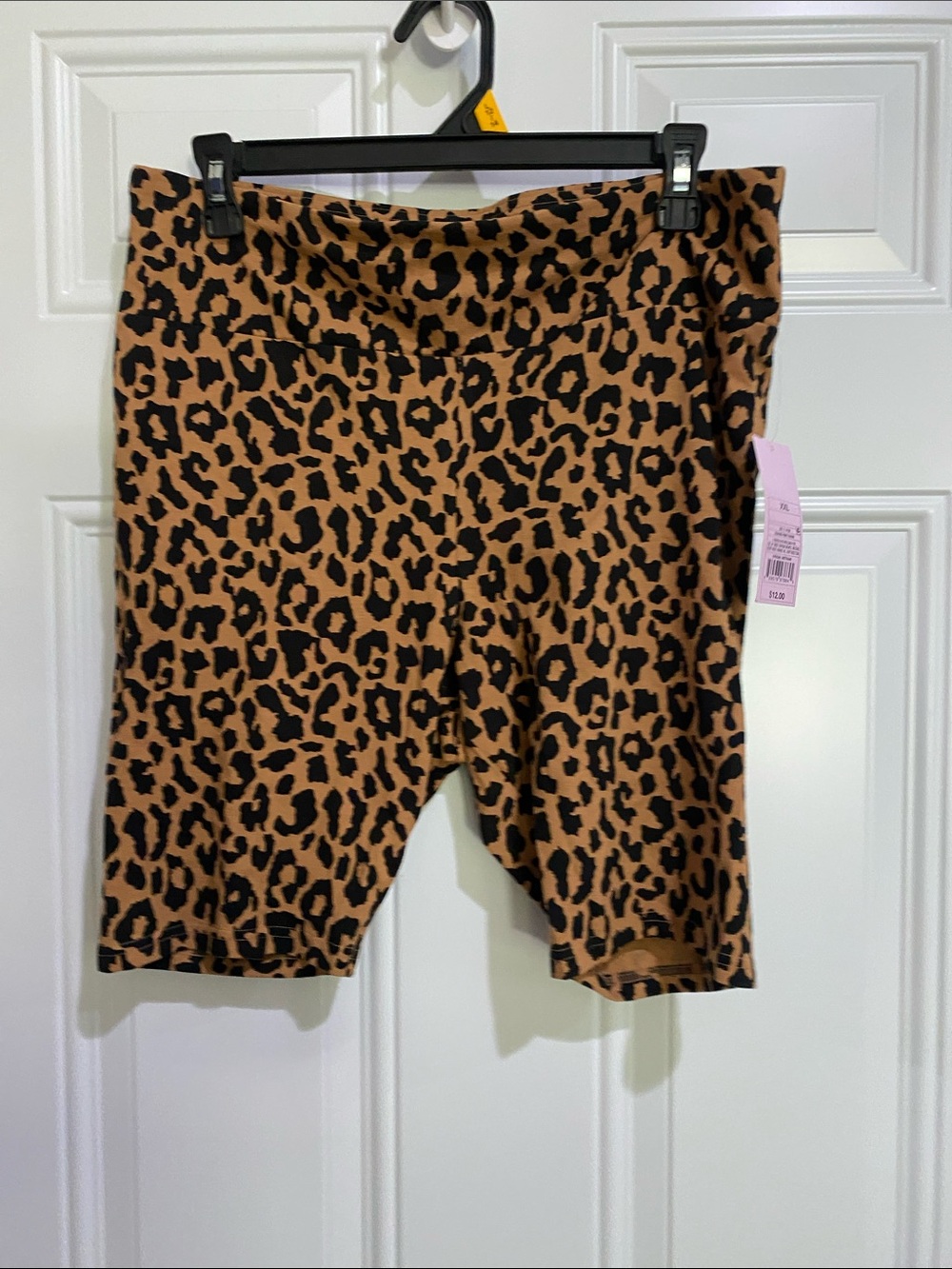 Leopard Print High-Waist Bike Shorts - Brown/Black - Picture 3 of 5